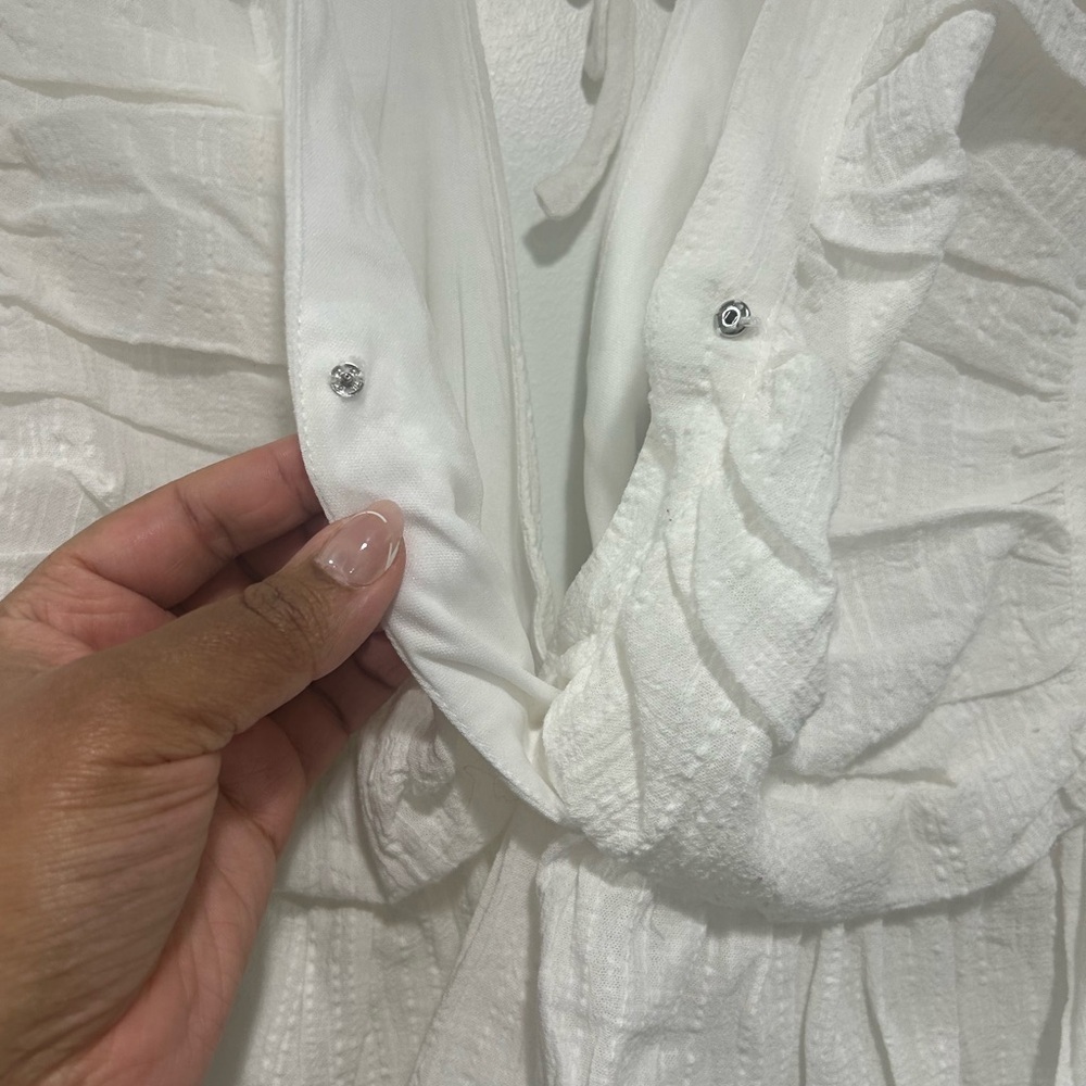 White Ruffled Women's Top - Picture 7 of 8